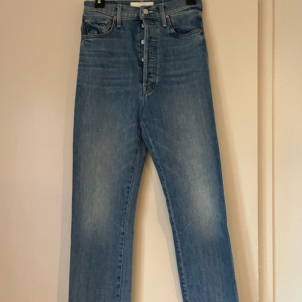 MOTHER Tippy Top Frisky Flood | High Rise Button Fly Straight Denim Jeans